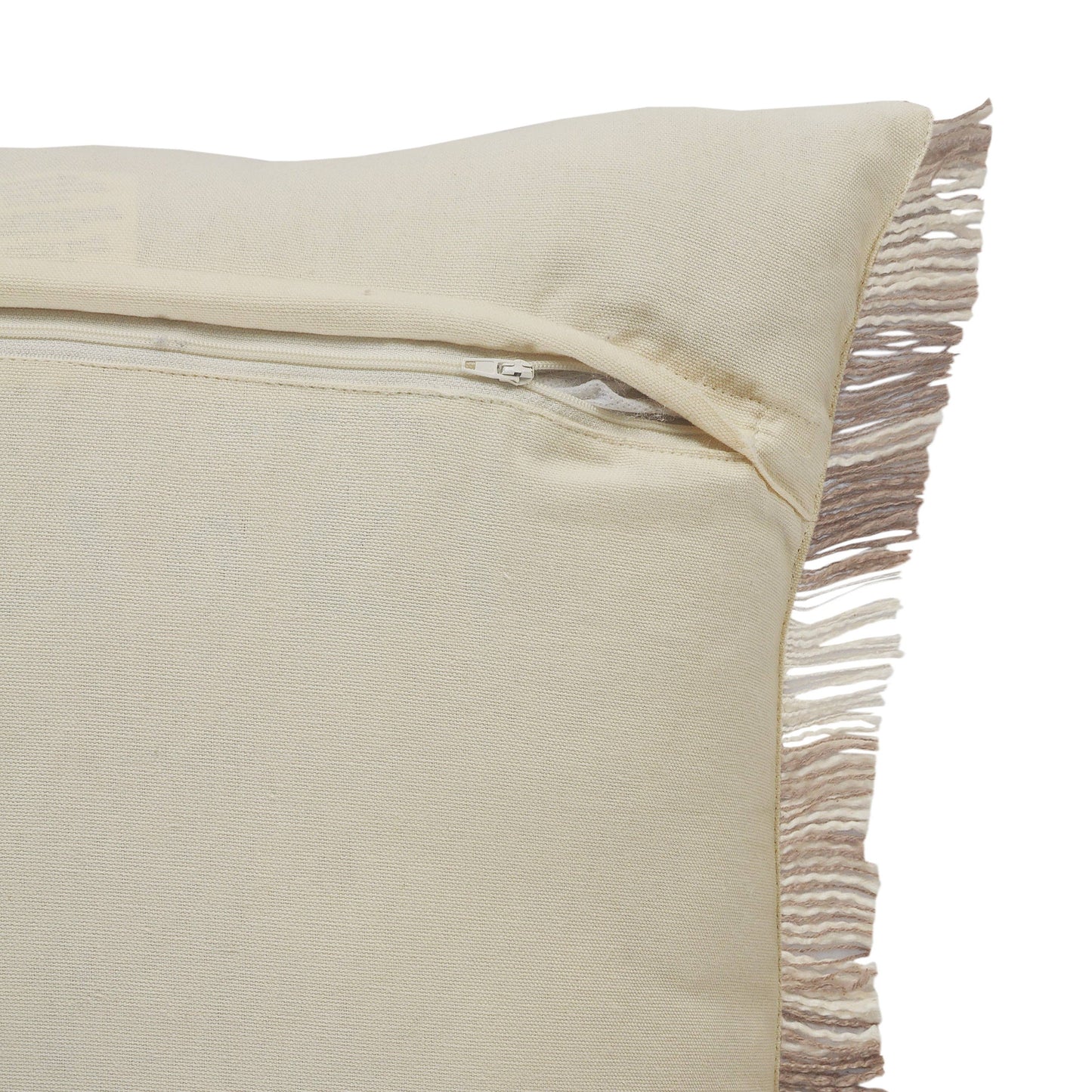 Beige Fringe Farmhouse Pillow