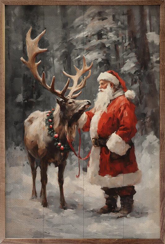 Santa Reindeer Framed Art (Online Exclusive)