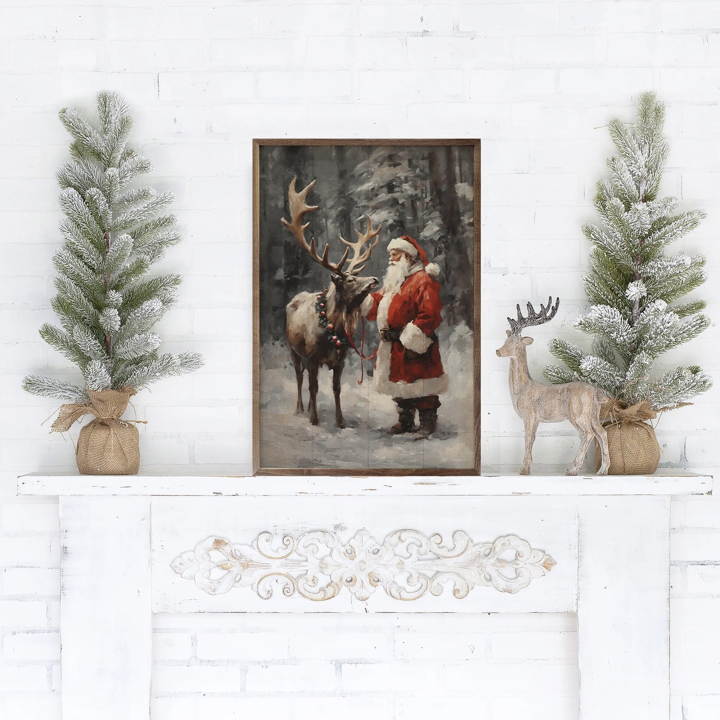 Santa Reindeer Framed Art (Online Exclusive)