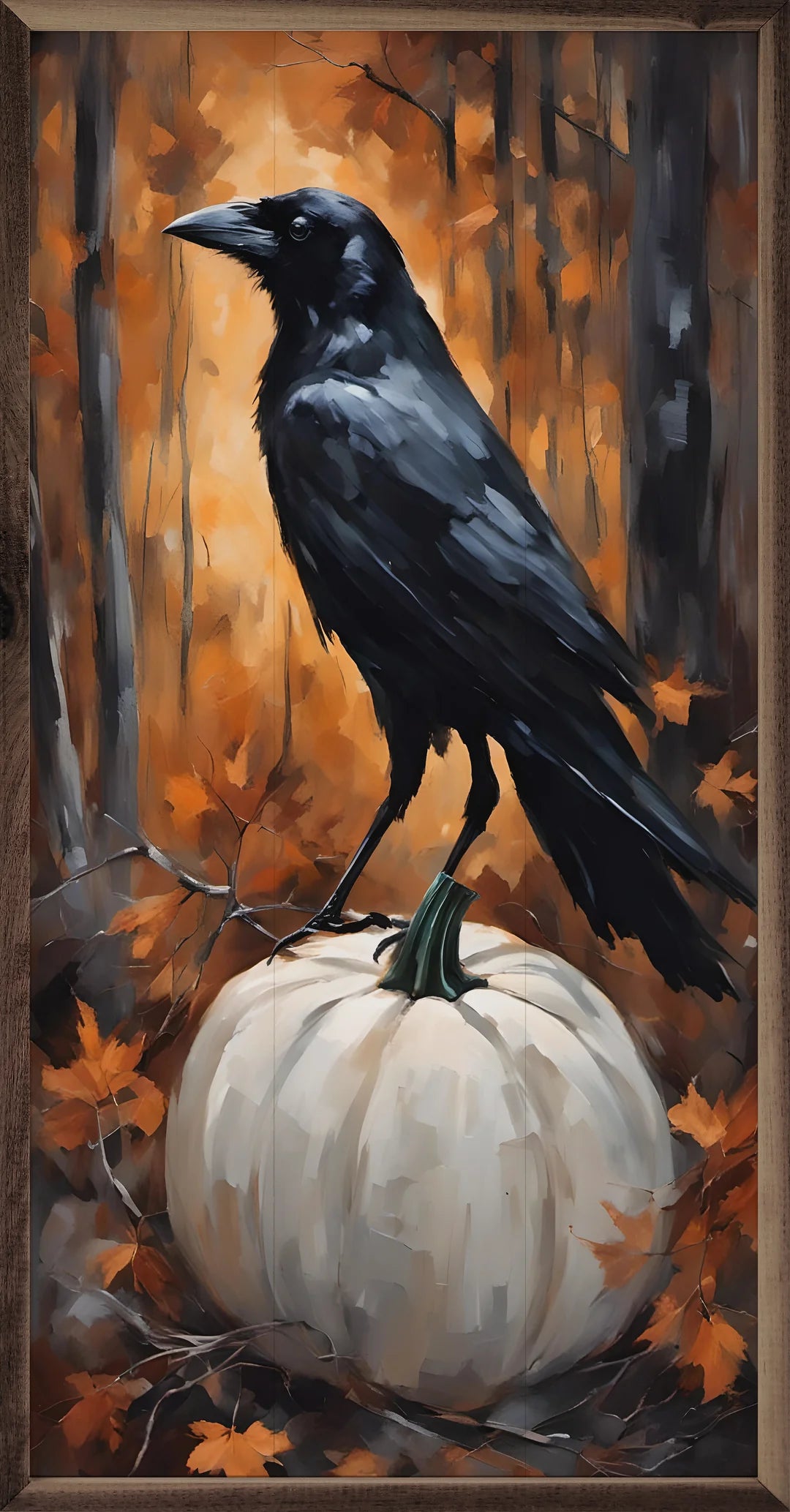 Crow Pumpkin Framed Art