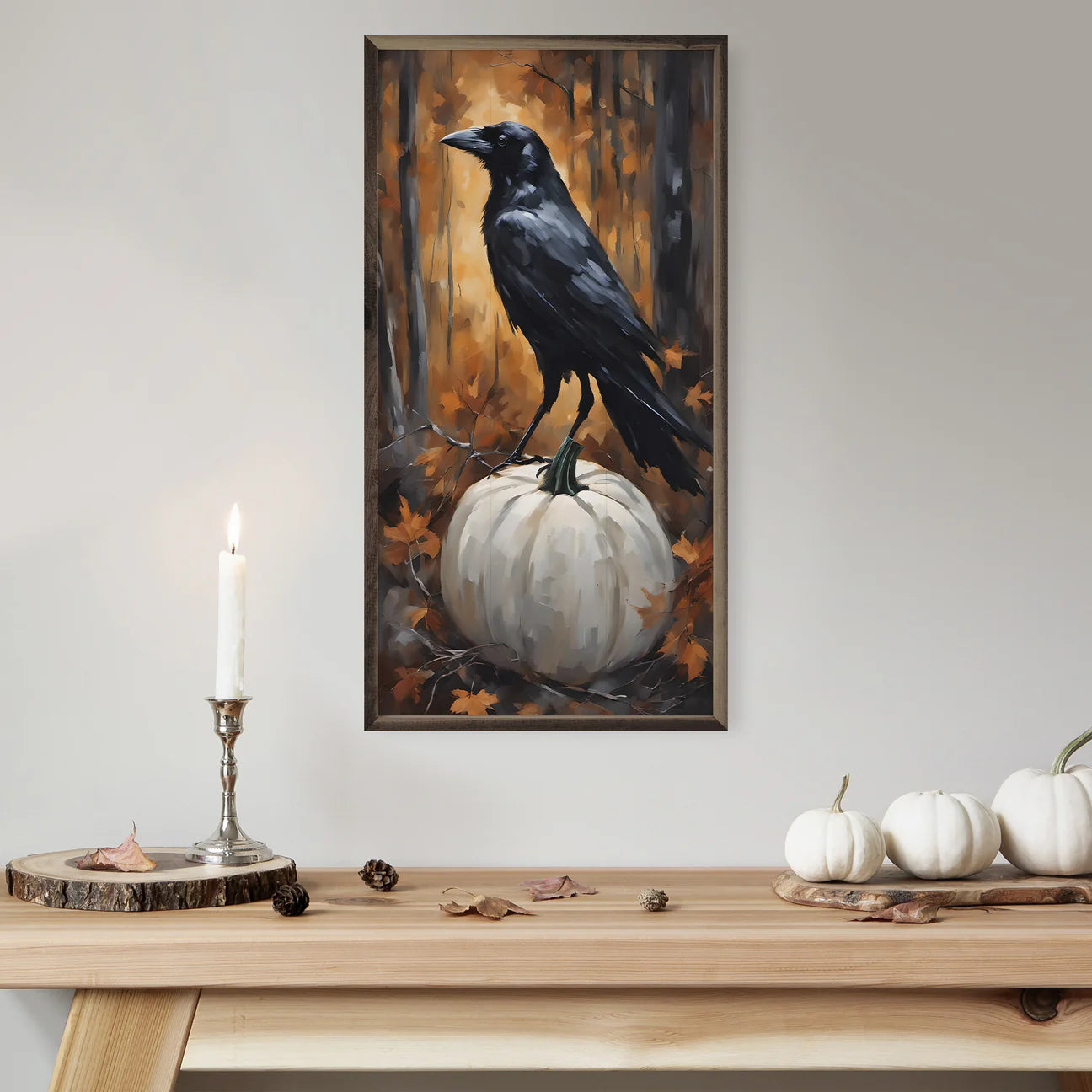Crow Pumpkin Framed Art