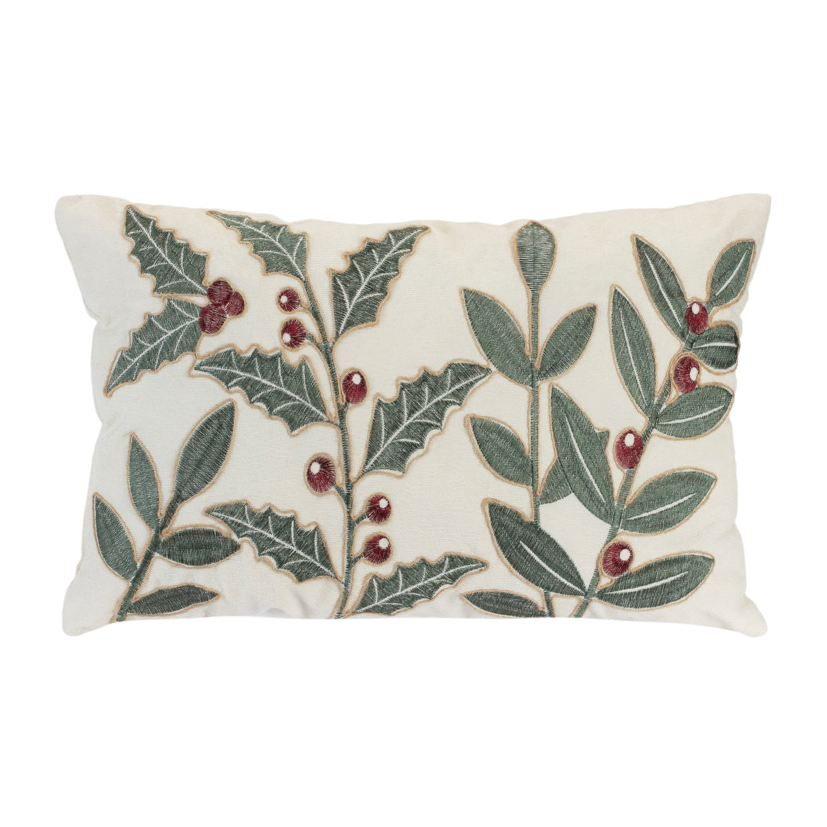 Holly Mistletoe Pillow