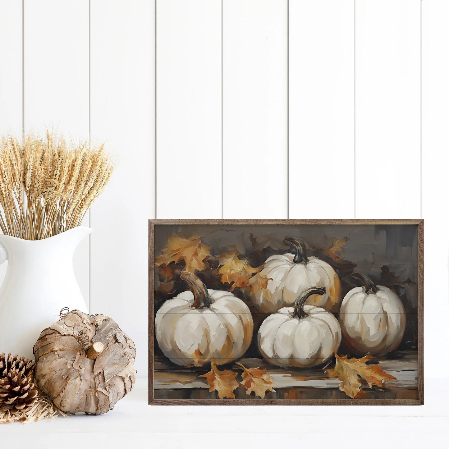White Pumpkins Framed Art Print