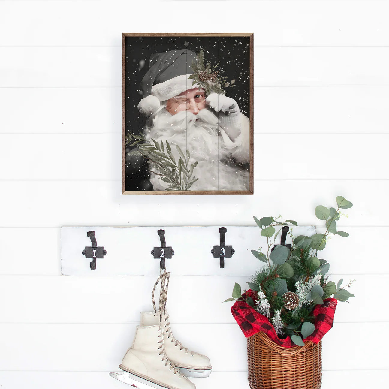 Gray Winking Santa Framed Art (Online Exclusive)