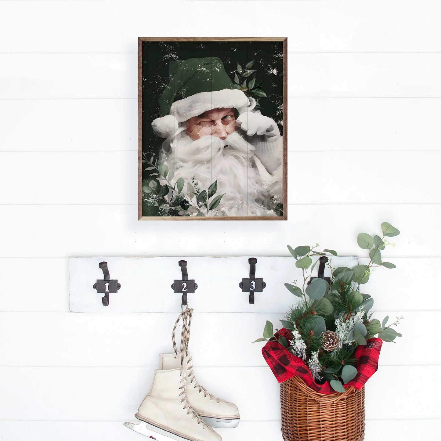 Green Winking Santa Framed Art (Online Exclusive)