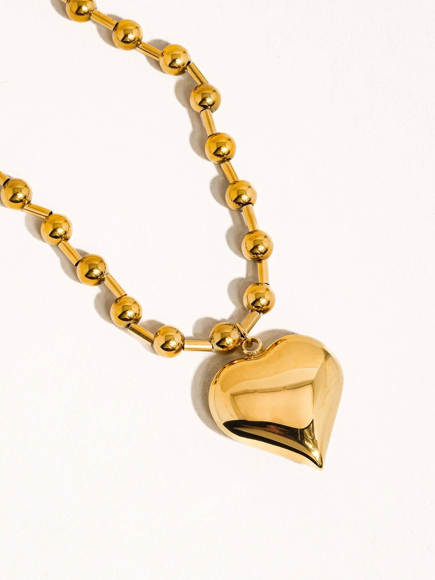 Silver Heart Ball Chain Necklace