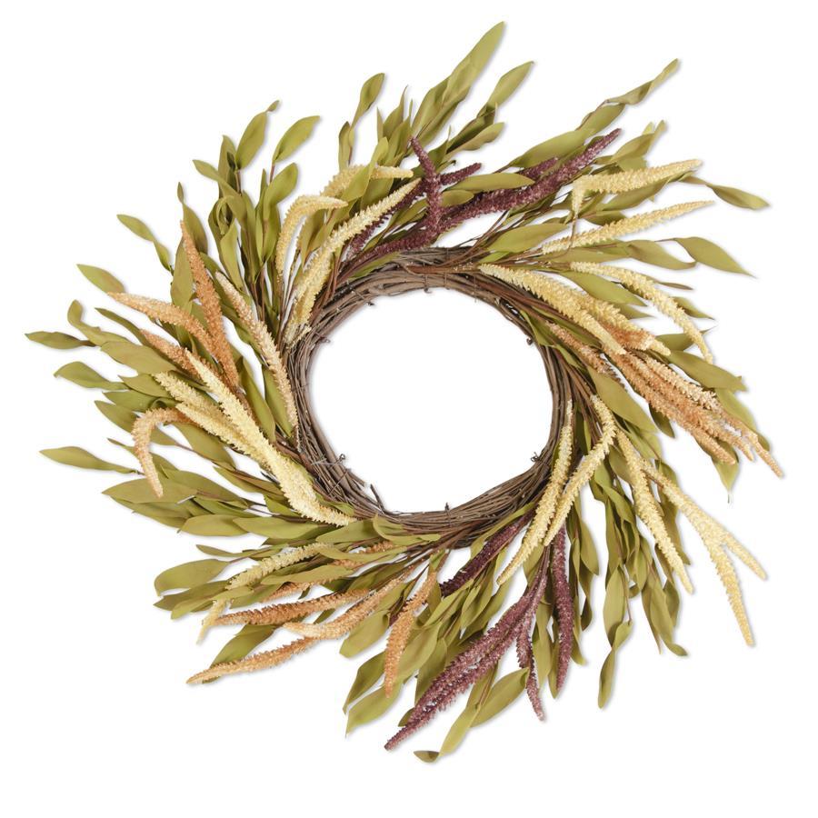Faux Burgundy & Cream Grain Wreath