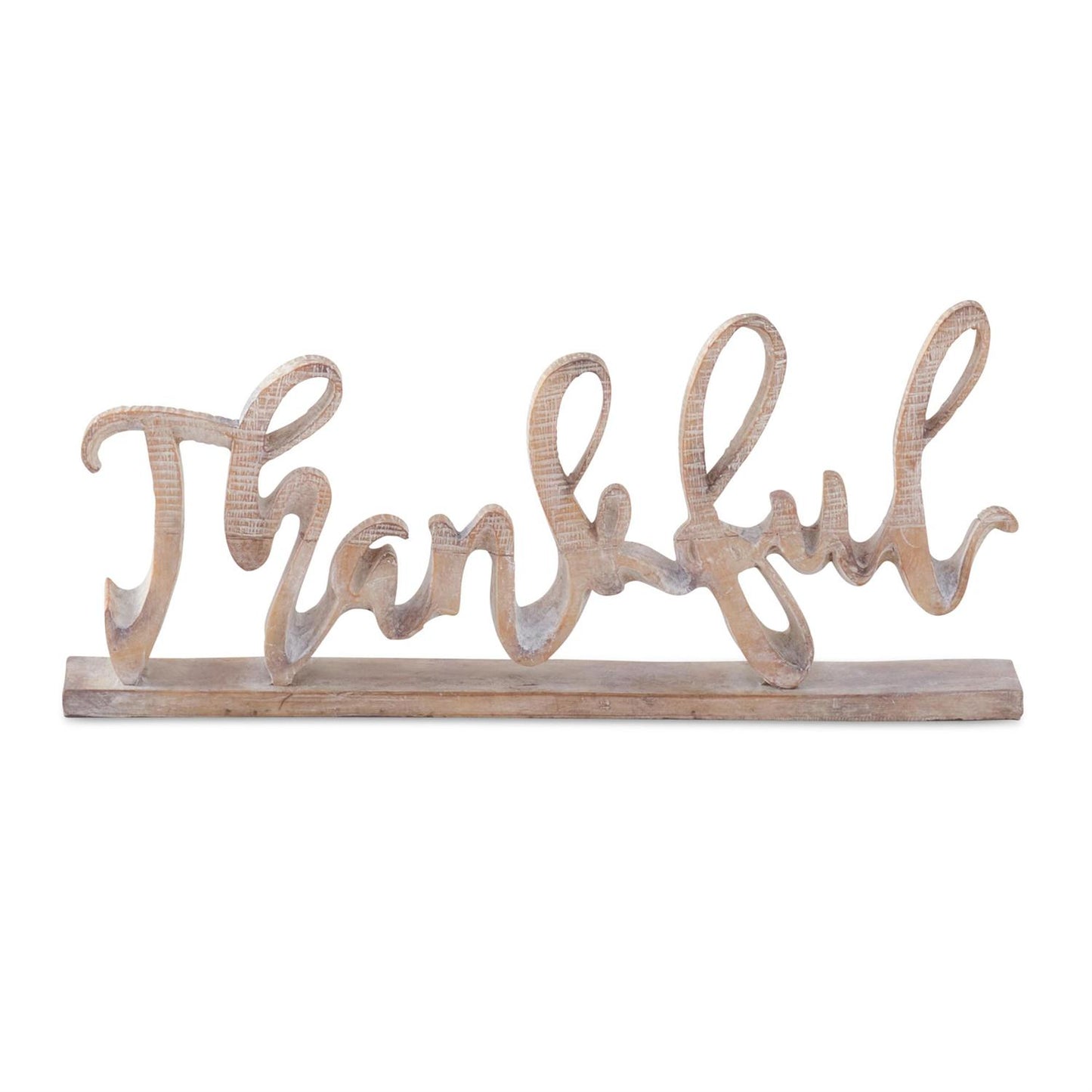 Distressed Brown Script Sitter