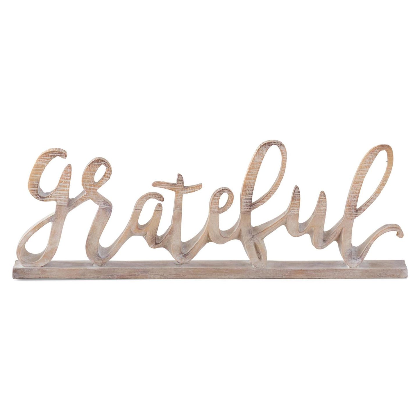 Distressed Brown Script Sitter