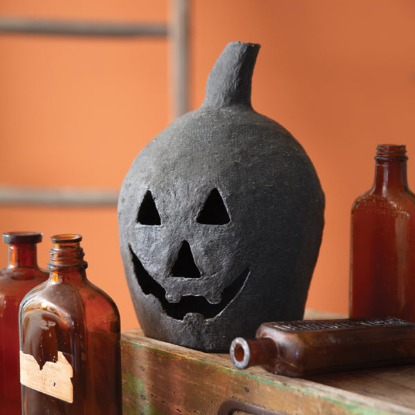Black Paper Mache Jack o Lantern