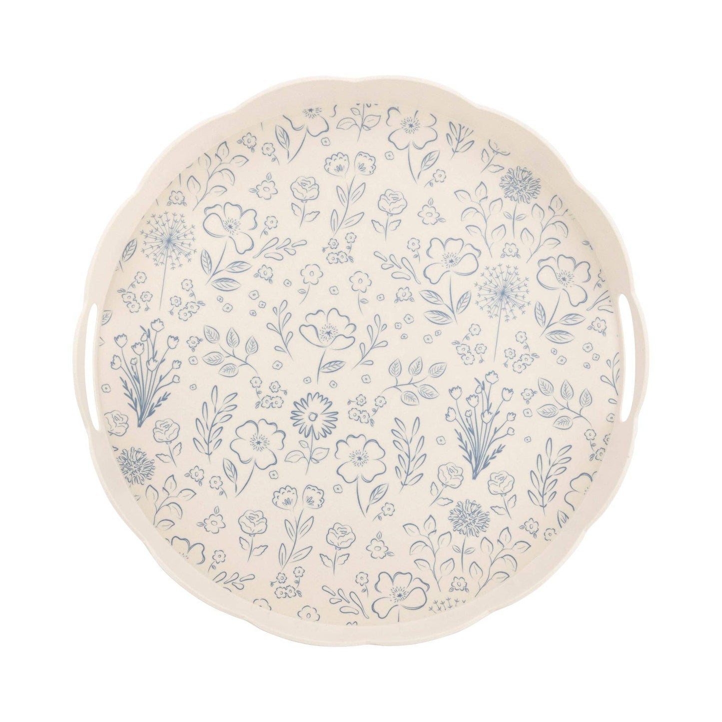 Round Floral Bamboo Tray