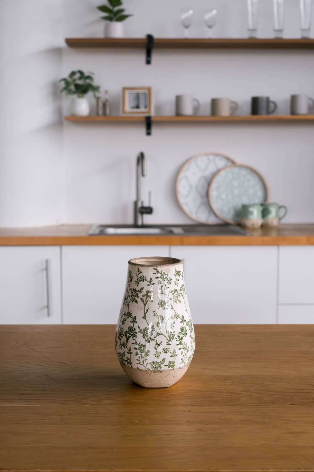 Cottage Bloom Green Floral Vase