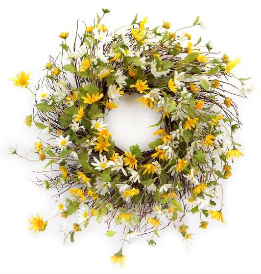 Yellow Daisy Wreath 24in