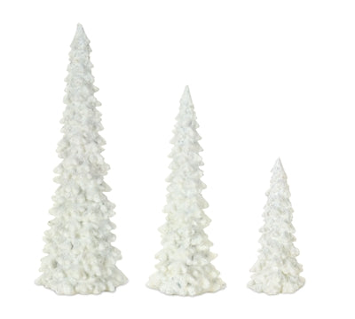 White Glitter Resin Trees