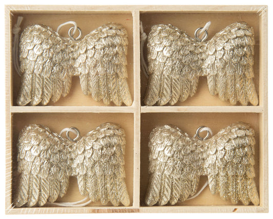 Set of Gold Angel Wing Ornaments