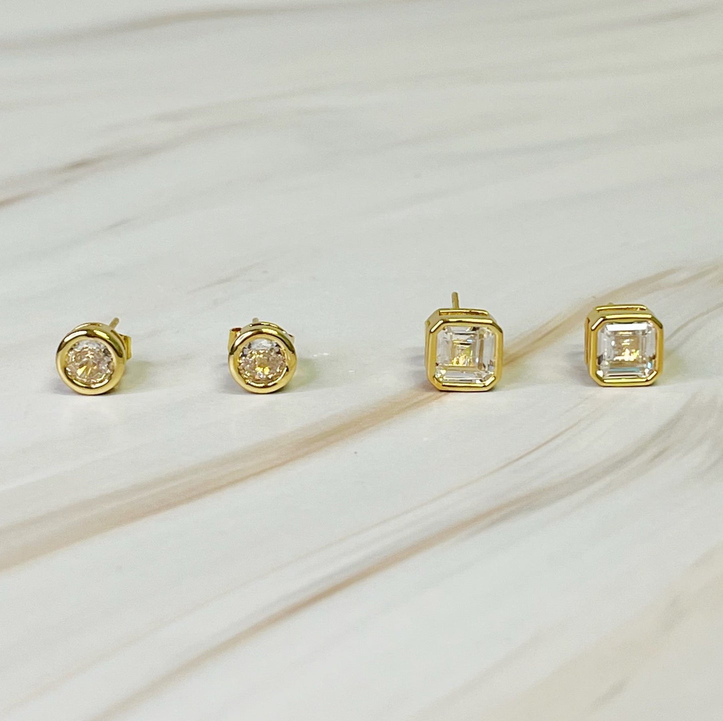 Bezel Stud Earrings Set (Online Exclusive)