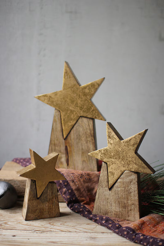 Gold Wood Stars