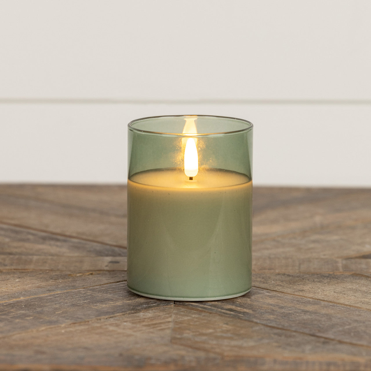 Sage Glass 3D Flame Candle