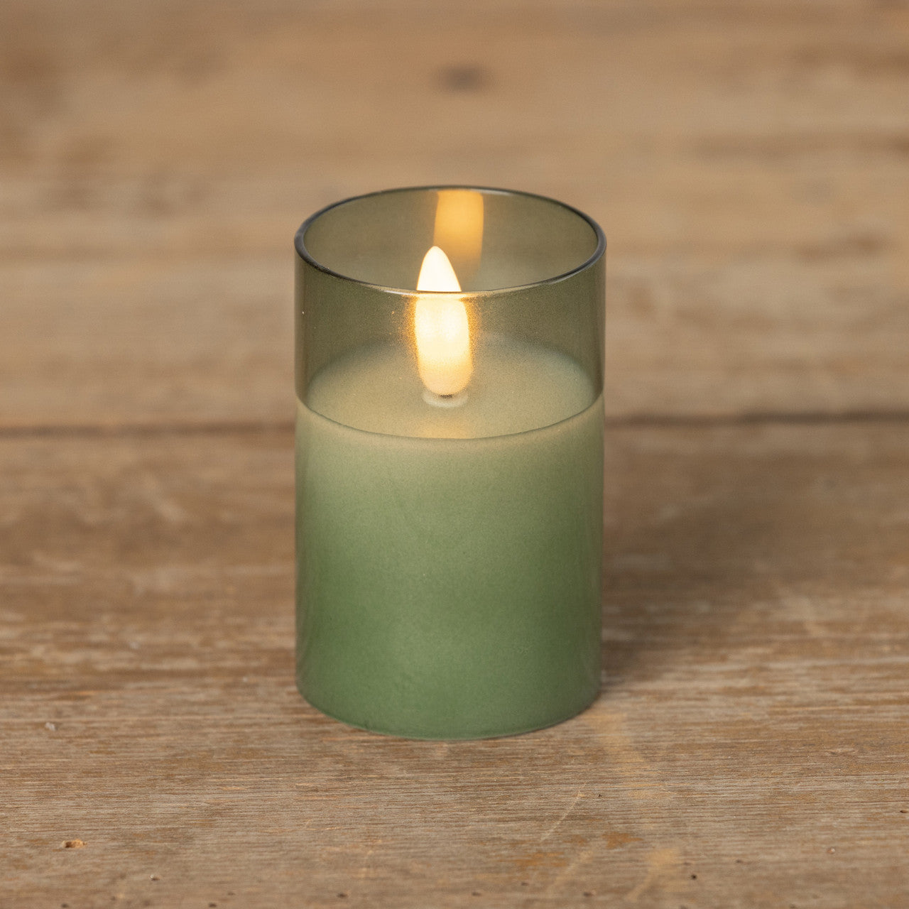 Sage Glass 3D Flame Candle