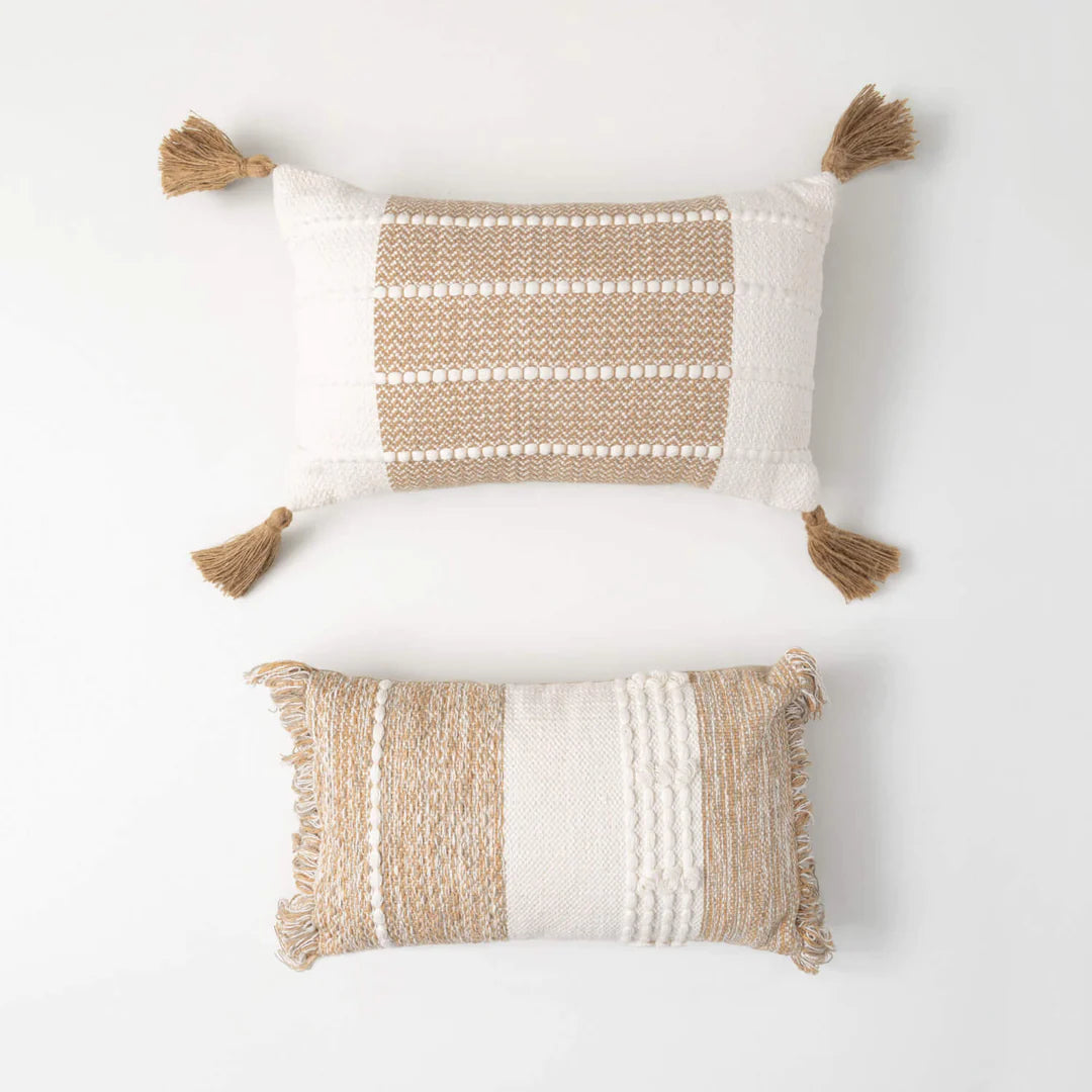Woven Tan Lumbar Pillow
