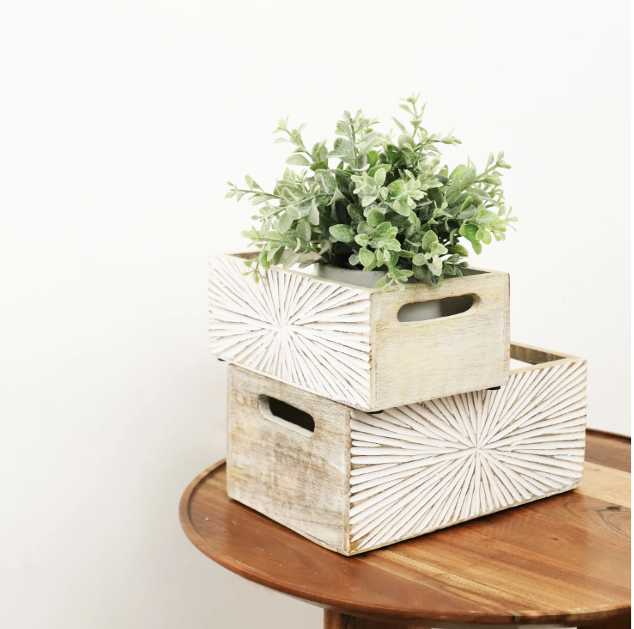 Carved Wood Starburst Crates