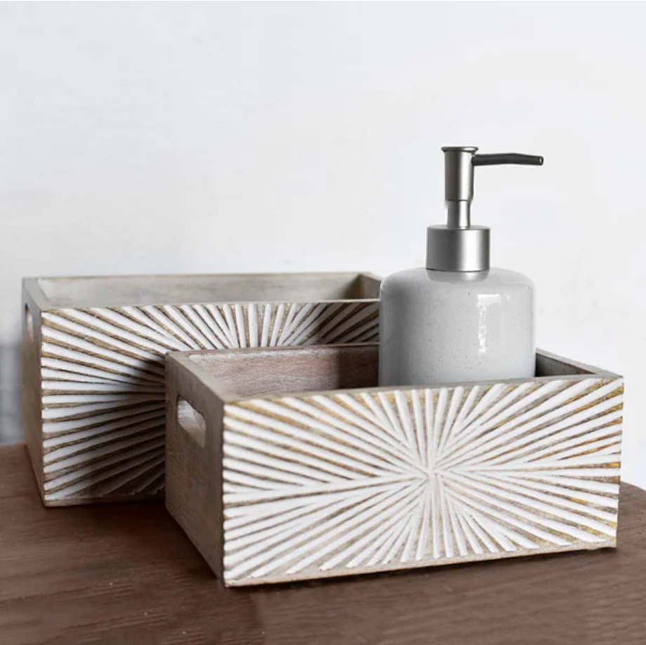 Carved Wood Starburst Crates