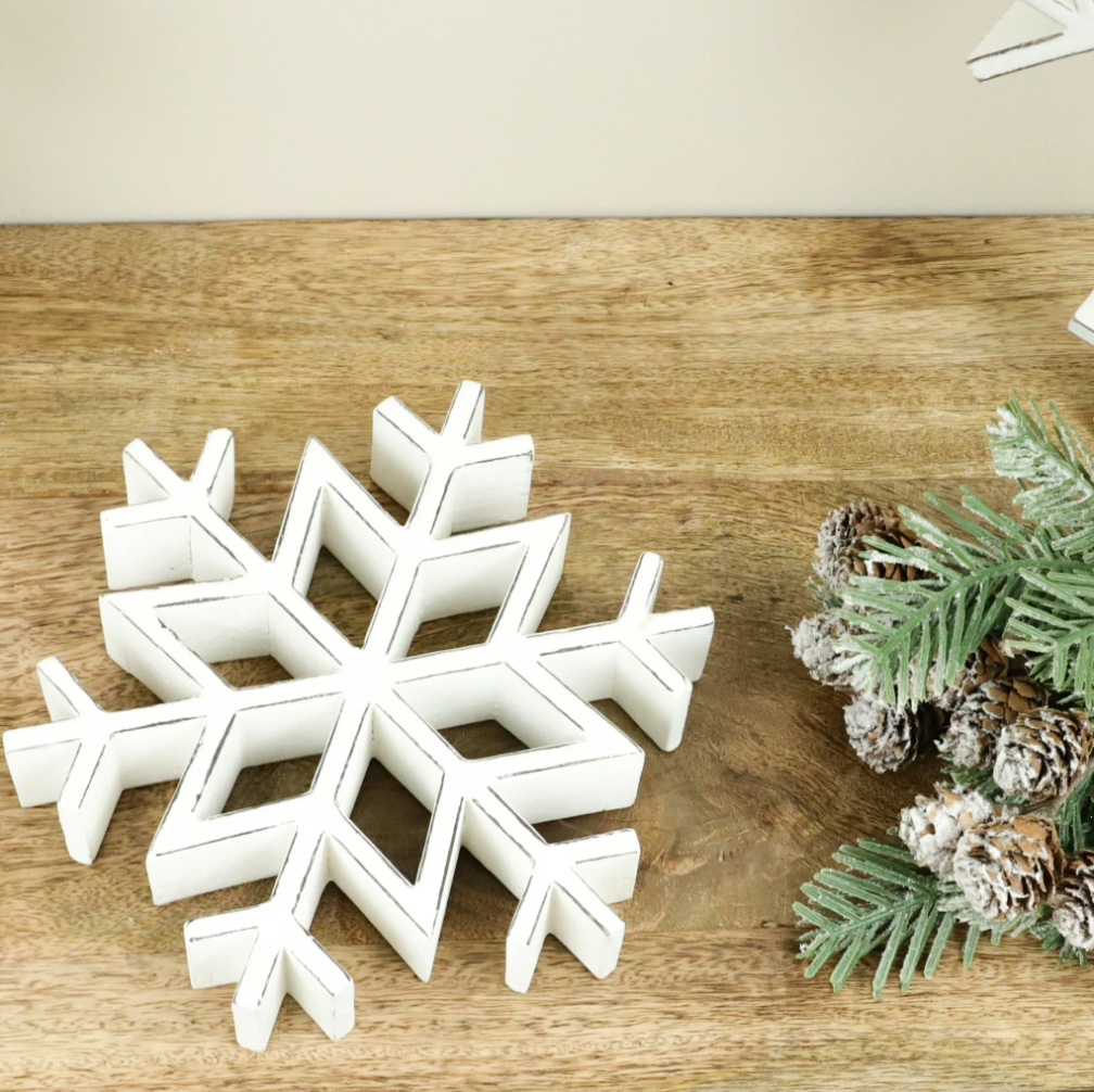White Wood Snowflake
