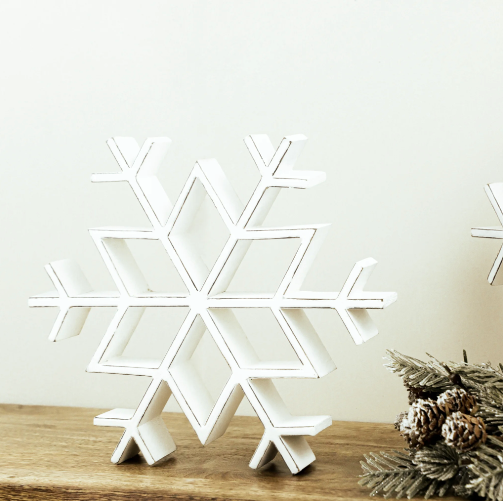 White Wood Snowflake