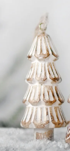 Assorted Etched Wood Tree Shaped Ornaments