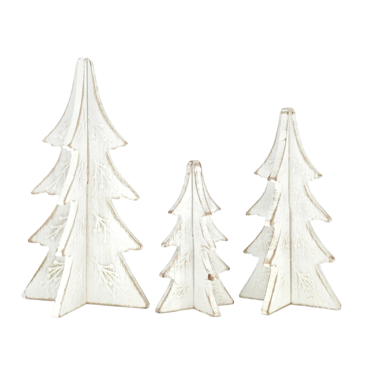 Set of 3 White 3D Standing Trees