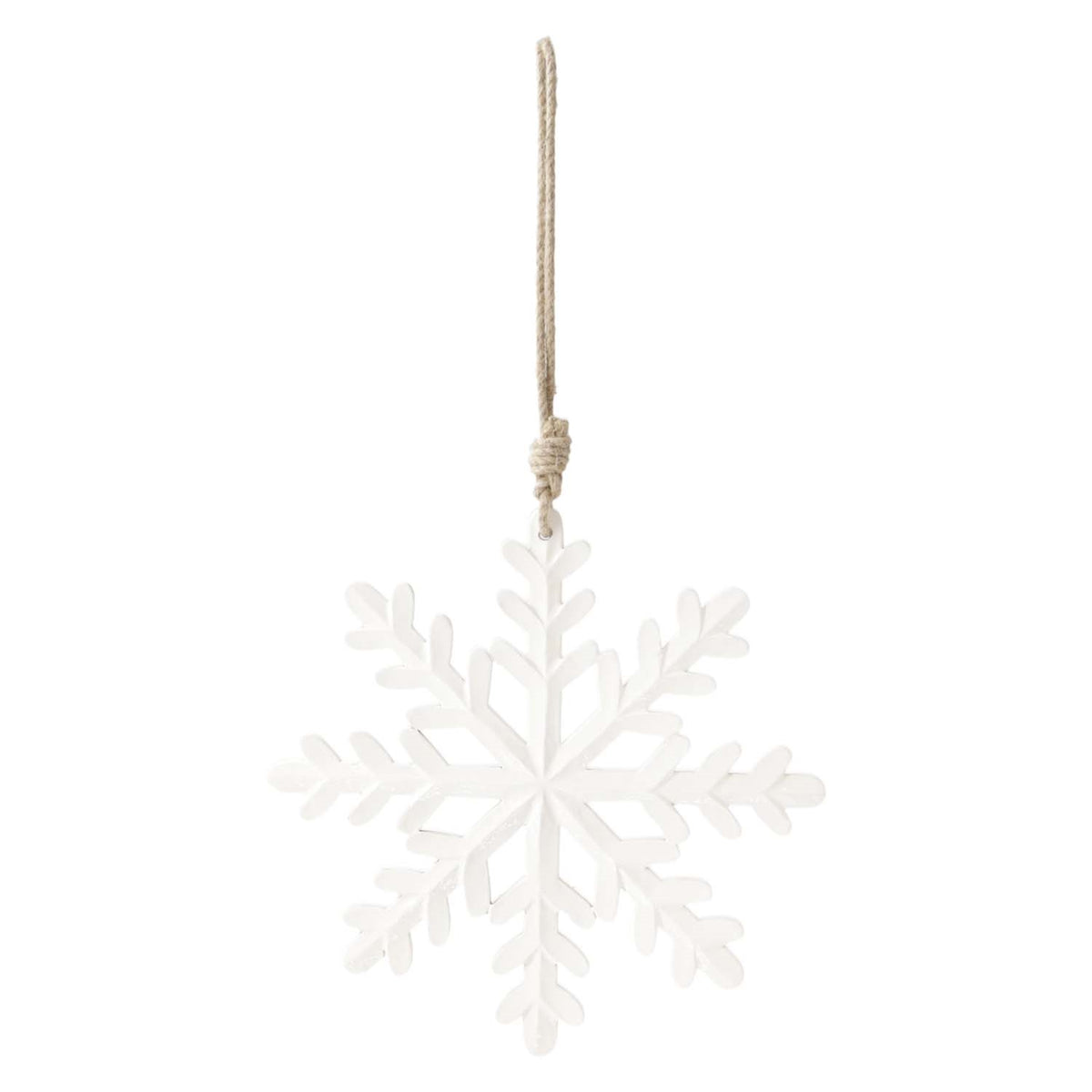 Large White Enamel Snowflake Hanger