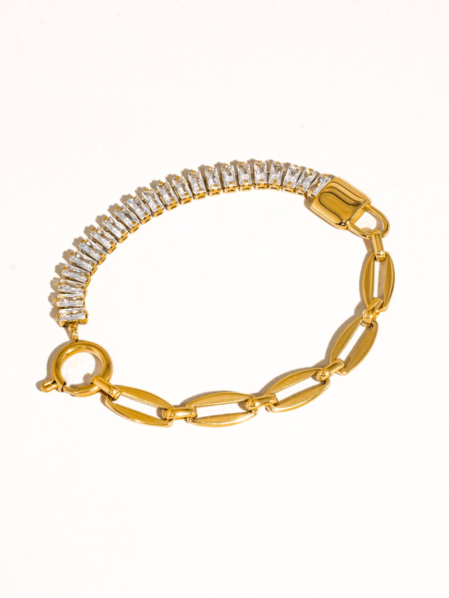Benson Gold Non-Tarnish Rhinestone Chain Bracelet