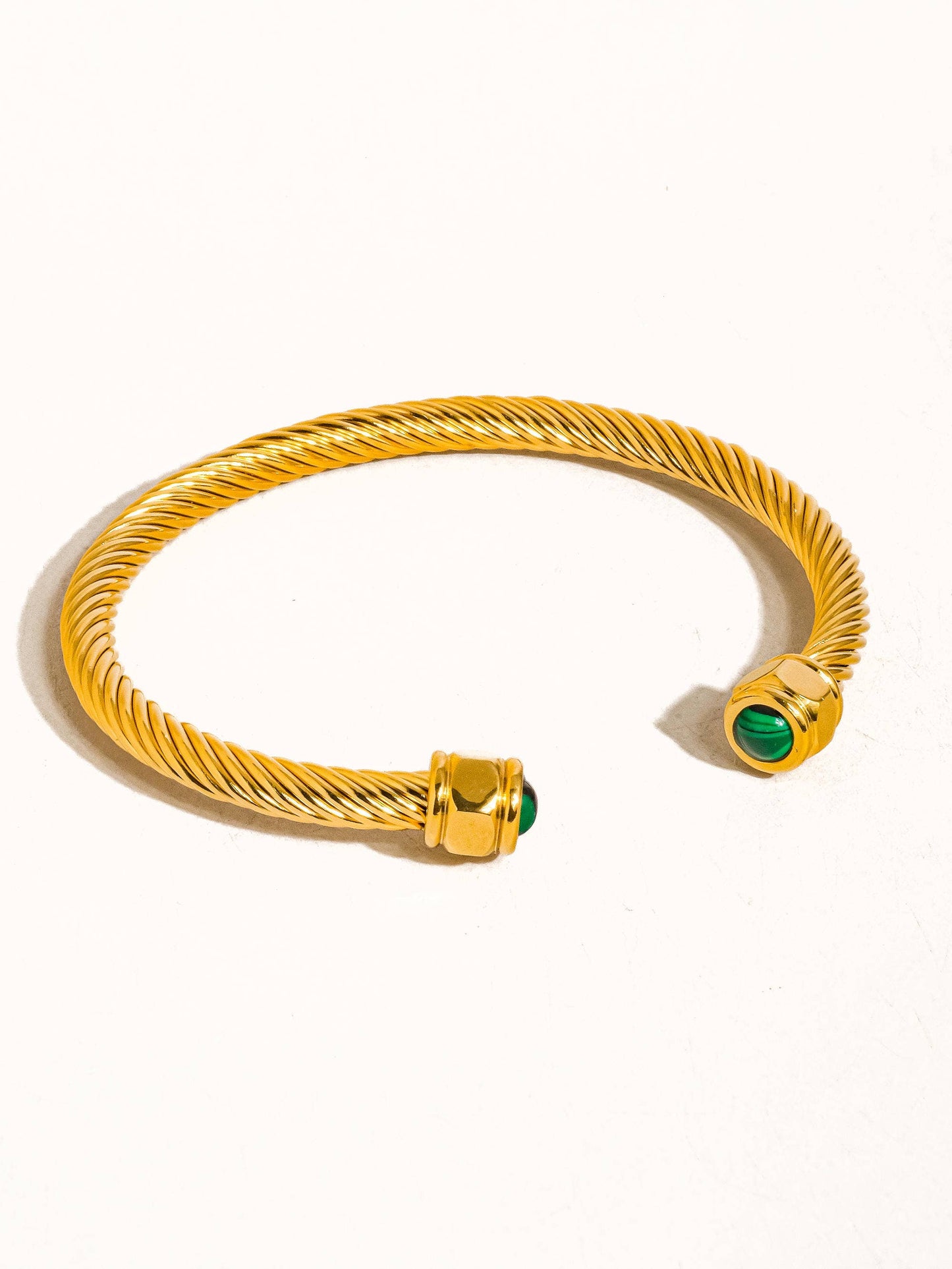 Gold Braided Green Bangle