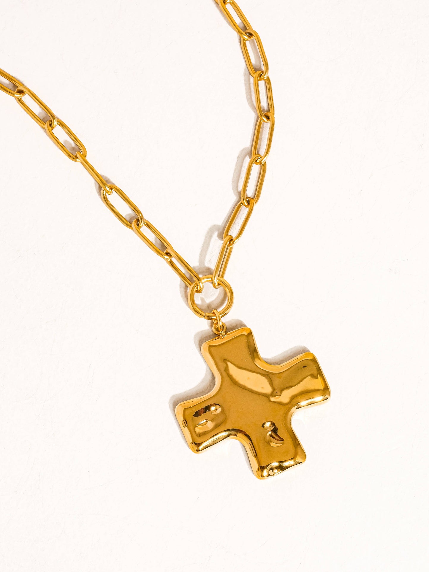 Bari Gold Non-Tarnish Cross Chain Necklace