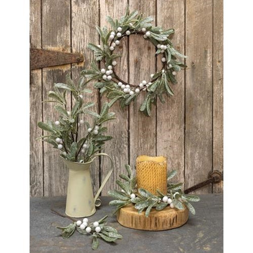 Frosted Mistletoe Wreath 14in