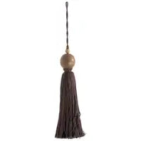 Wood Bead and Fringe Tassel