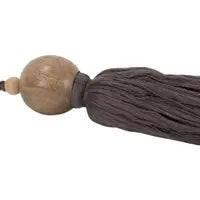 Wood Bead and Fringe Tassel