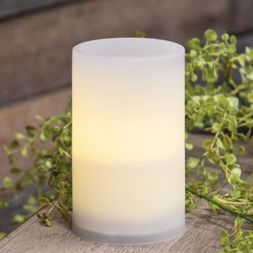 White Pillar Candle - Warm Light