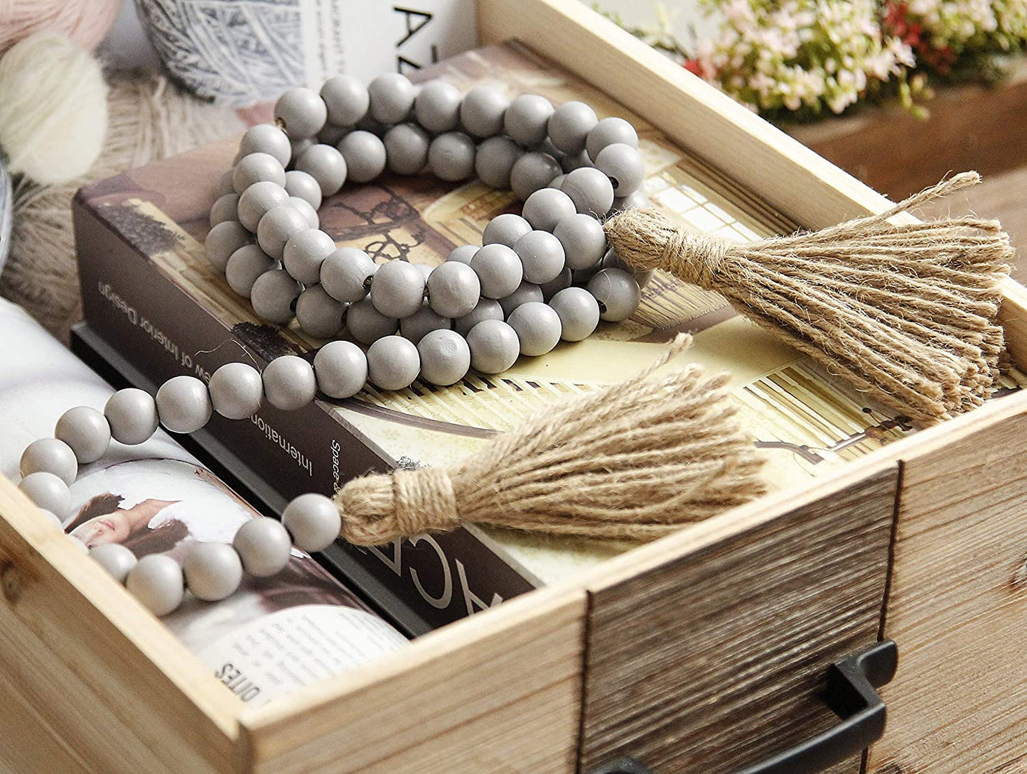 Wooden Bead Garland - Gray