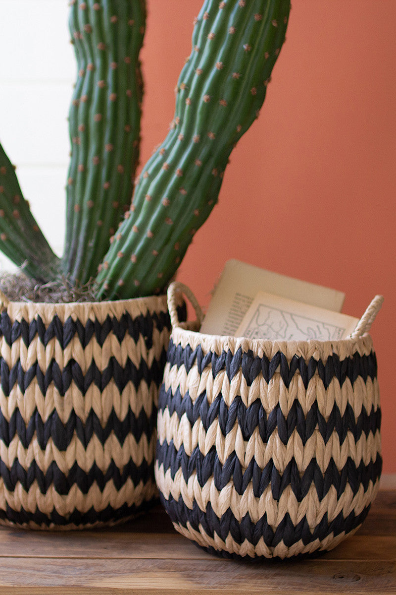 Black & Natural Seagrass Baskets