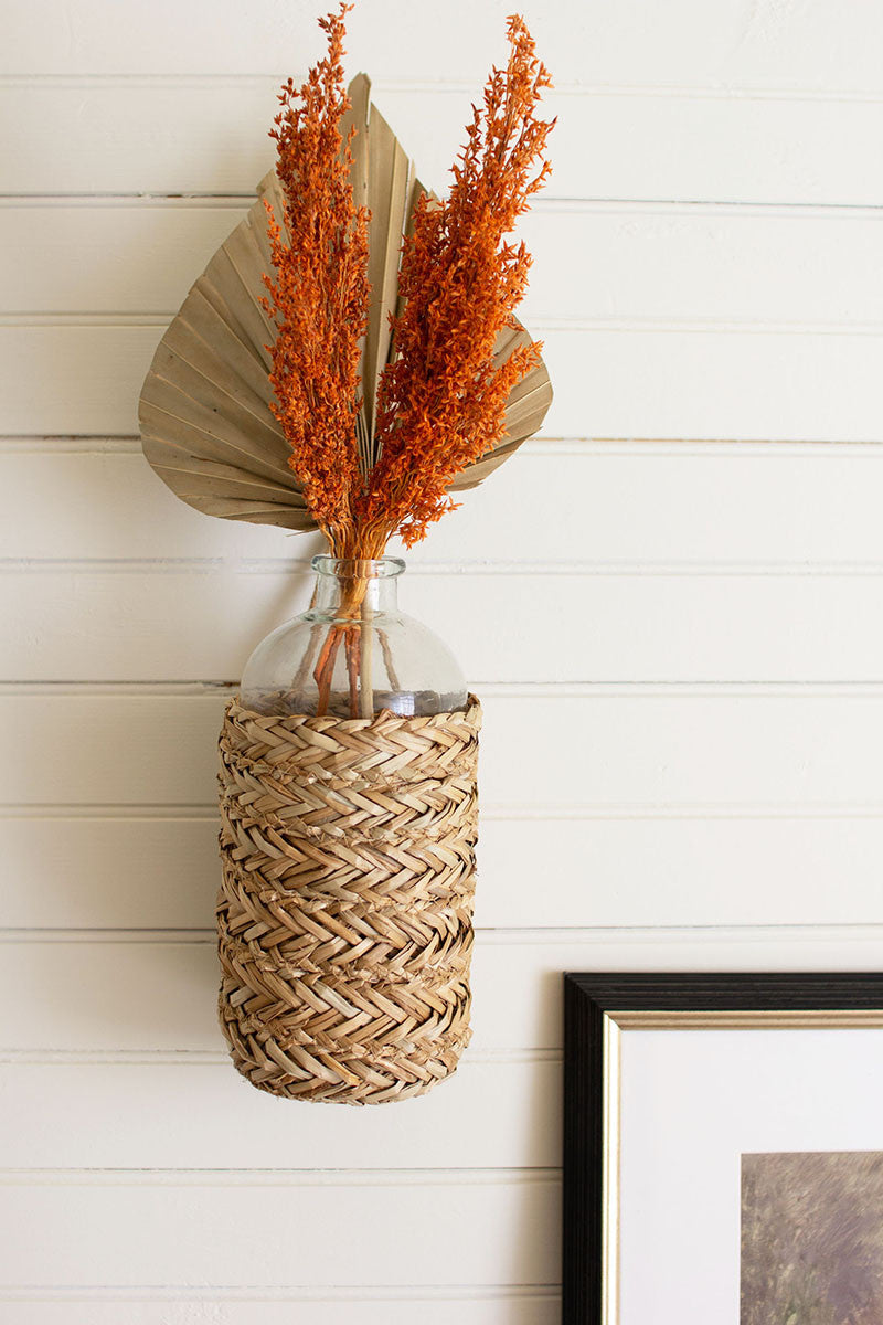 Seagrass Wrapped Hanging Vase