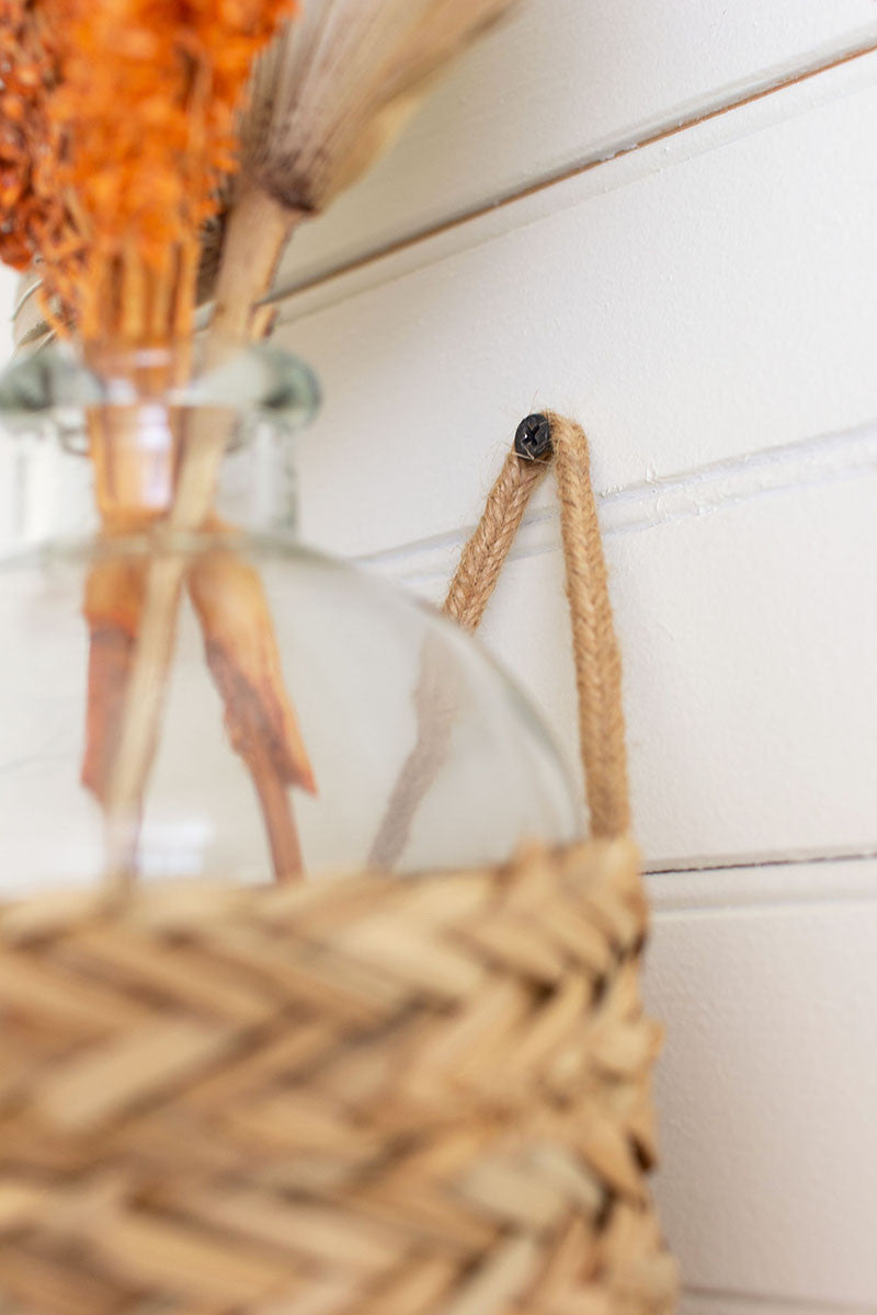 Seagrass Wrapped Hanging Vase