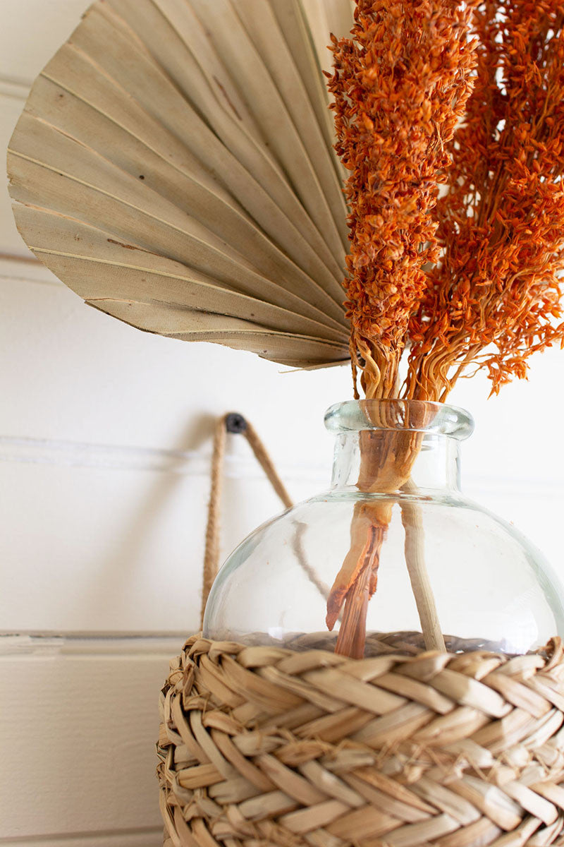 Seagrass Wrapped Hanging Vase