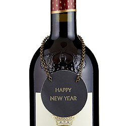 Leather Wine Bottle Tags - Happy New Year