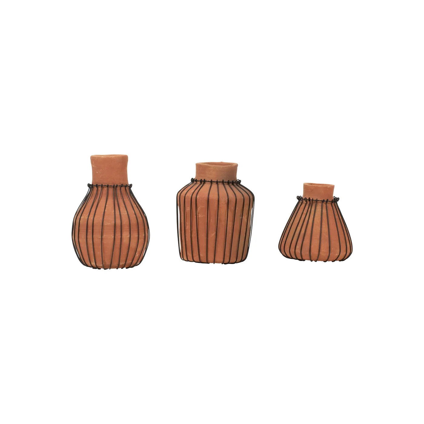 Terracotta Metal Cage Vase
