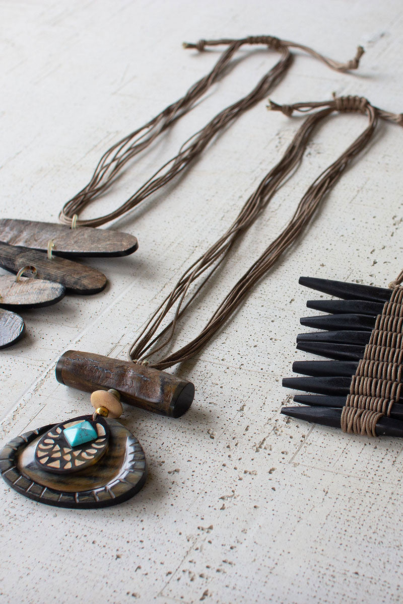 Beaded Bone Wood Necklace