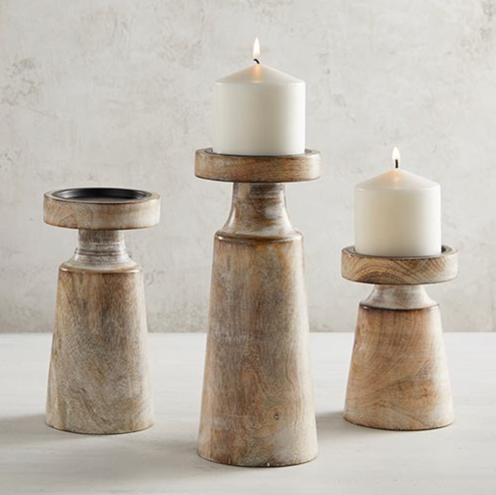 Mango Wood Candle Holders