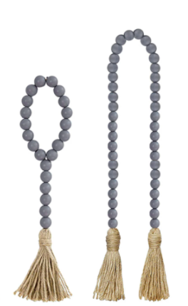 Wooden Bead Garland - Gray