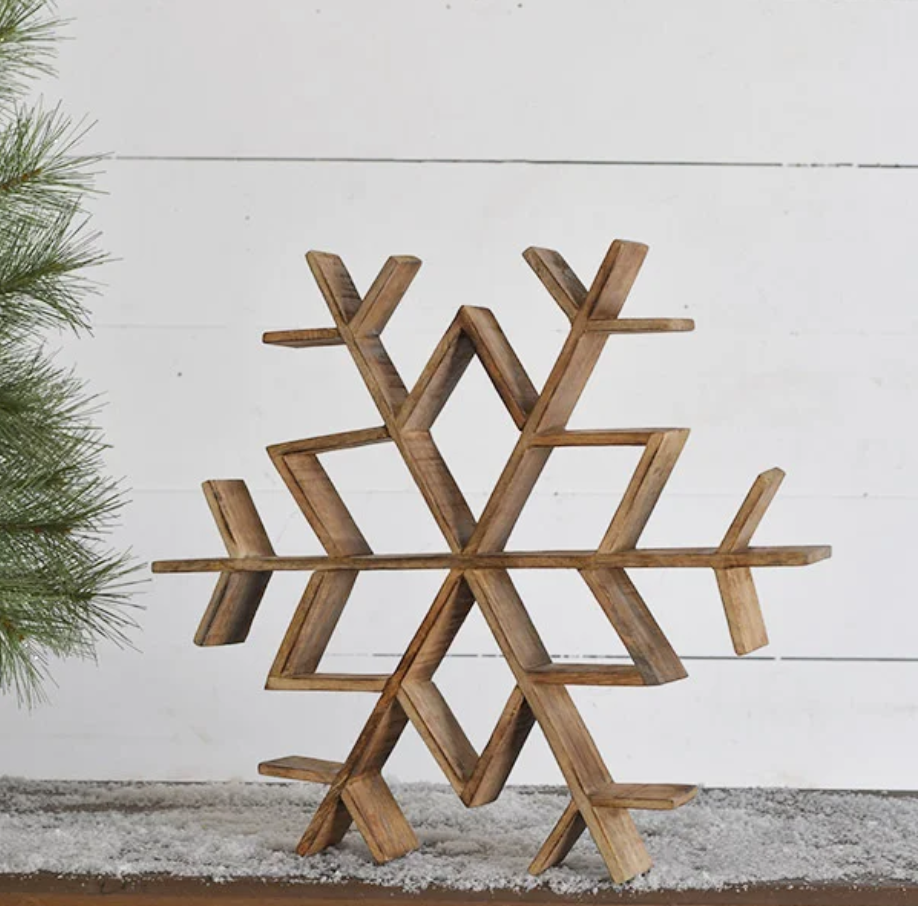 Mangowood Carved Snowflake Figurine