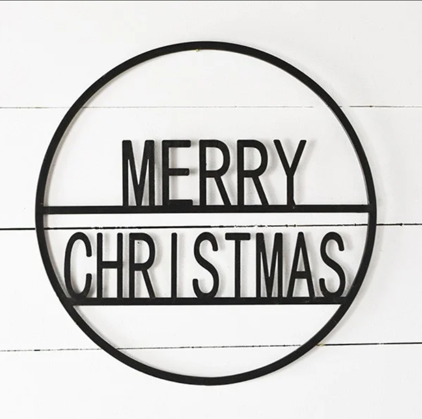 Merry Christmas Round Metal Sign